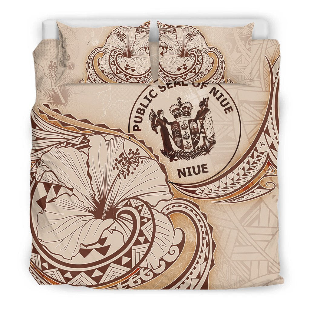 Niue Bedding Set - Hibiscus Flower Vintage Style - Vibe Hoodie Shop