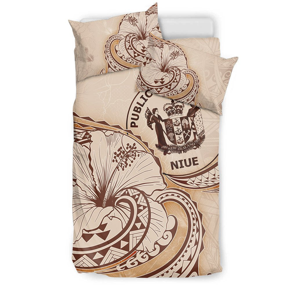 Niue Bedding Set - Hibiscus Flower Vintage Style - Vibe Hoodie Shop