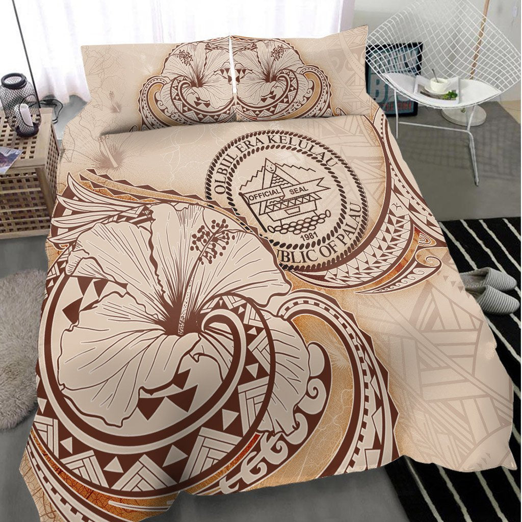 Palau Bedding Set - Hibiscus Flower Vintage Style - Vibe Hoodie Shop