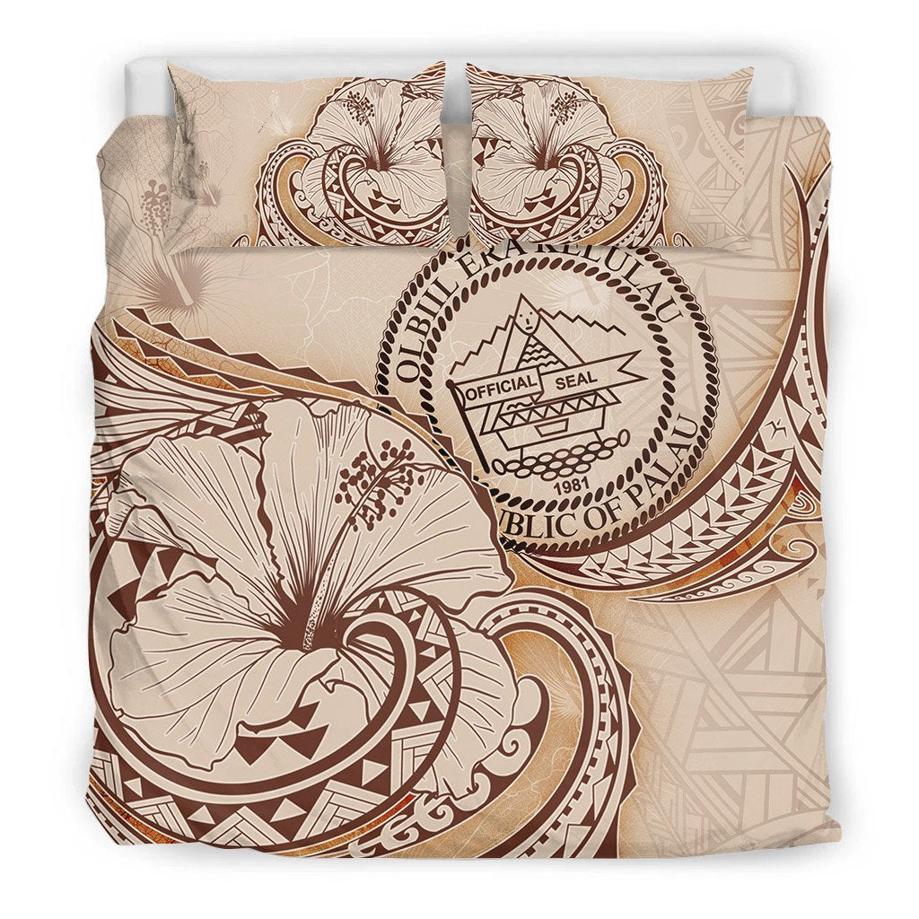 Palau Bedding Set - Hibiscus Flower Vintage Style - Vibe Hoodie Shop