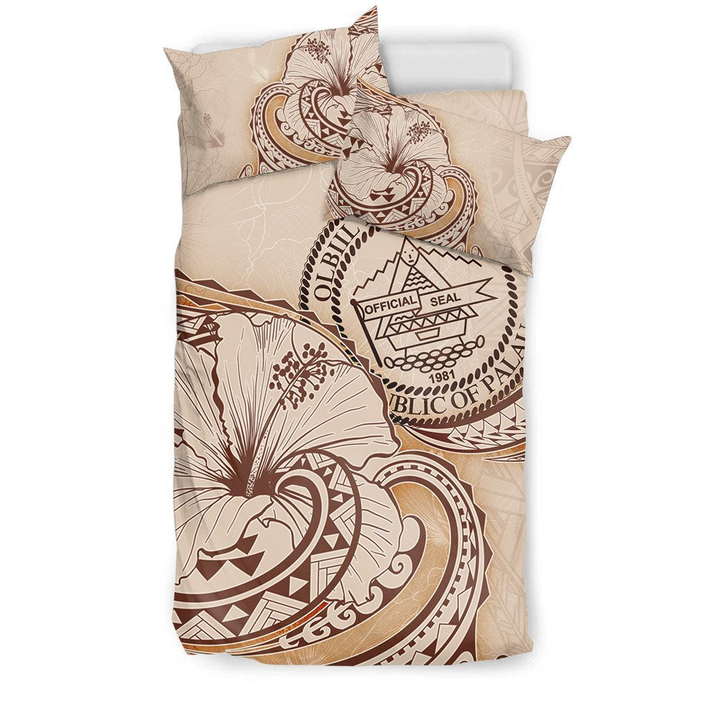 Palau Bedding Set - Hibiscus Flower Vintage Style - Vibe Hoodie Shop