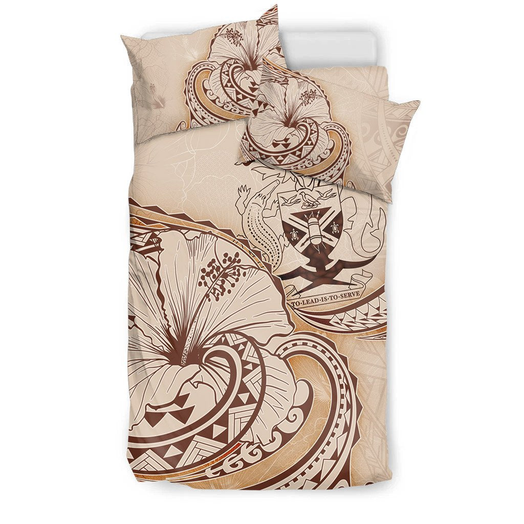 Solomon Islands Bedding Set - Hibiscus Flower Vintage Style - Vibe Hoodie Shop