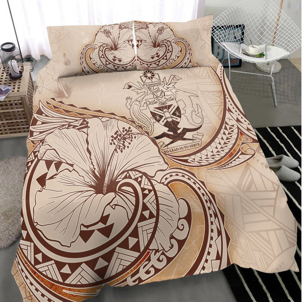 Solomon Islands Bedding Set - Hibiscus Flower Vintage Style - Vibe Hoodie Shop