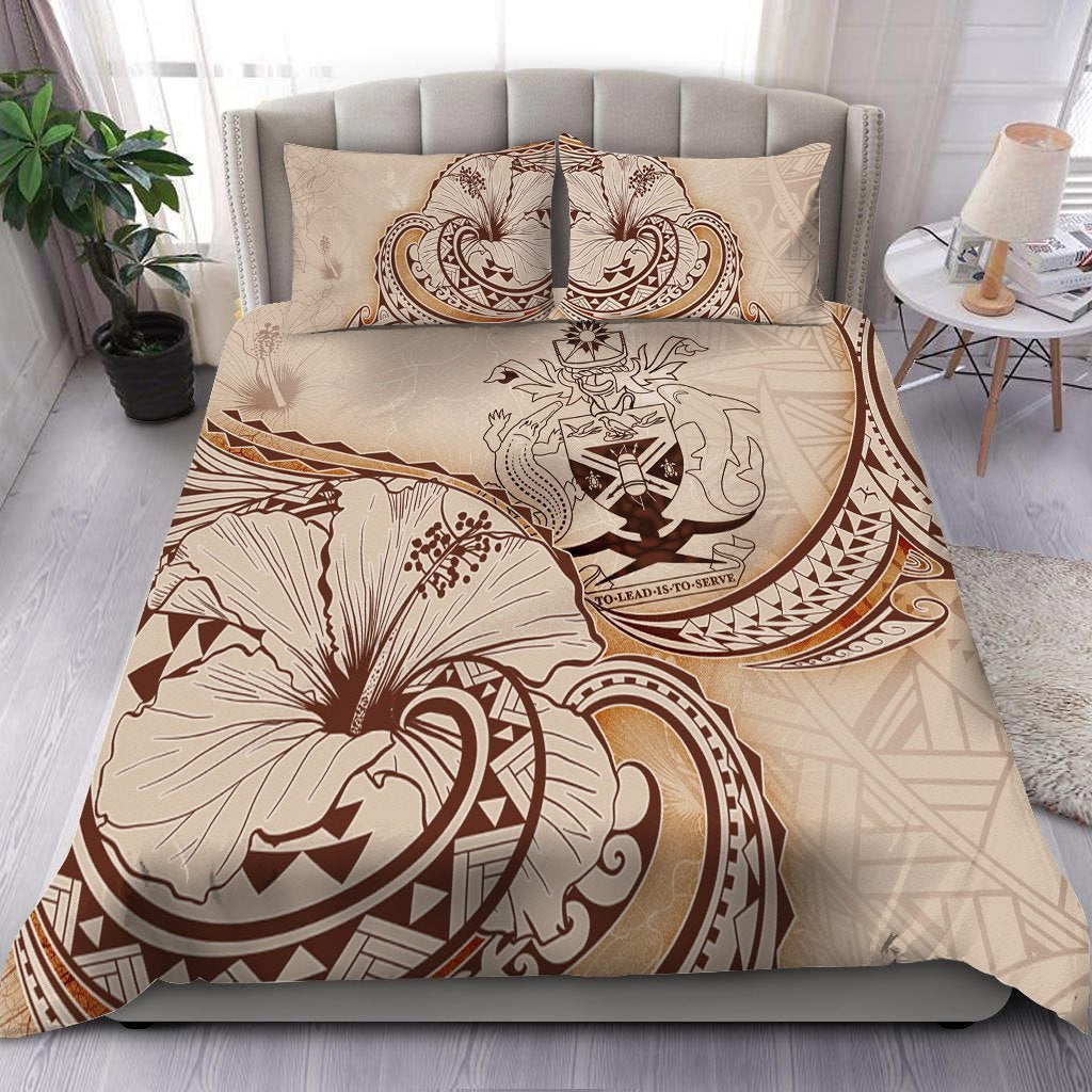 Solomon Islands Bedding Set - Hibiscus Flower Vintage Style - Vibe Hoodie Shop