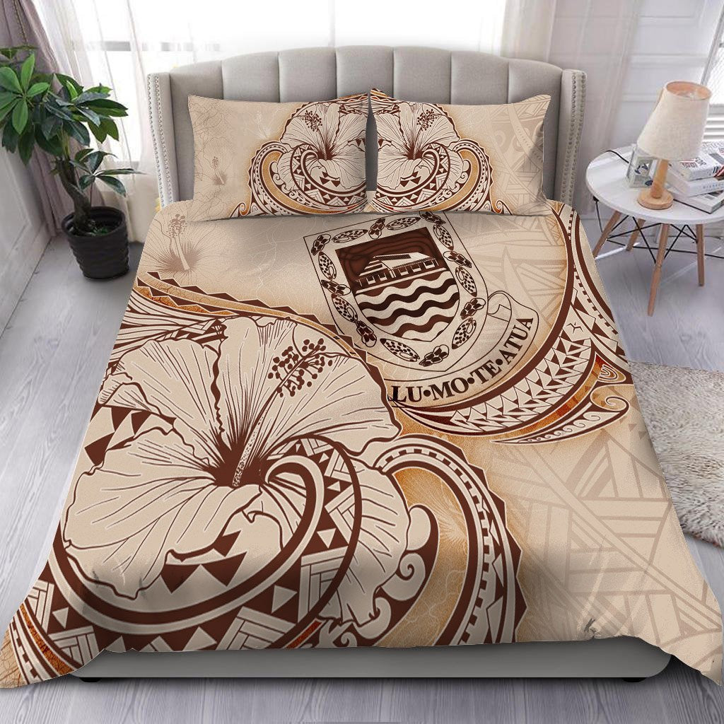Tuvalu Bedding Set - Hibiscus Flower Vintage Style - Vibe Hoodie Shop