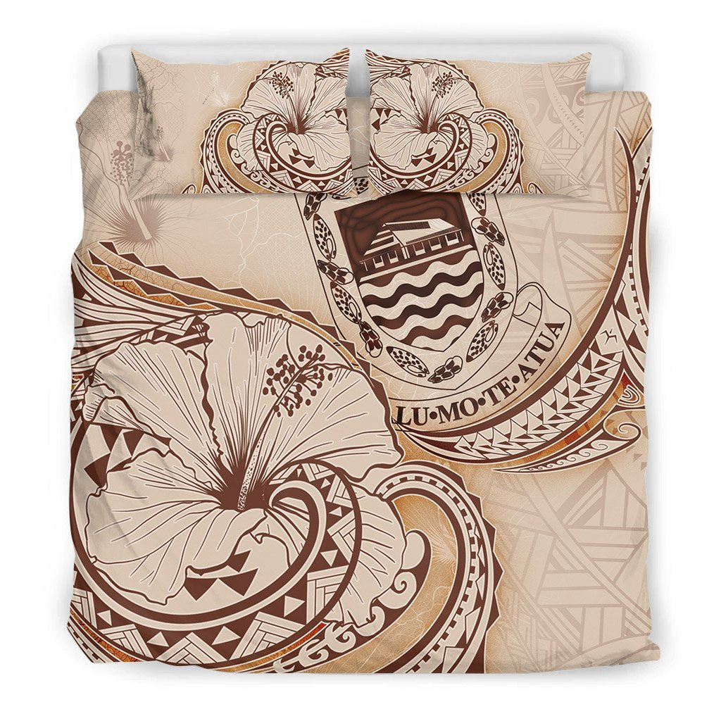 Tuvalu Bedding Set - Hibiscus Flower Vintage Style - Vibe Hoodie Shop