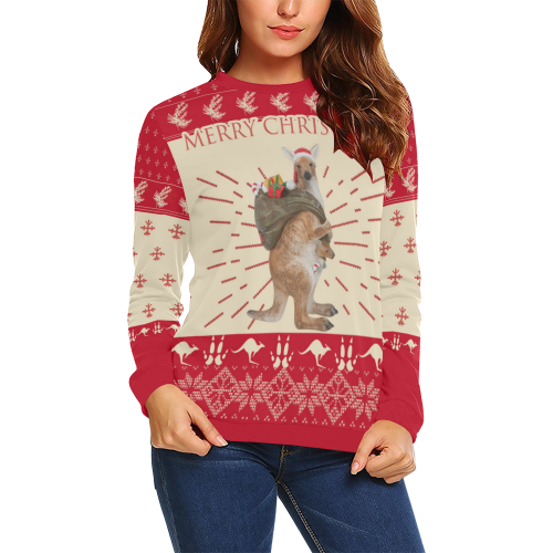 Christmas Sweatshirt, Kangaroo Santa Hat Symbol Patterns - Vibe Hoodie Shop