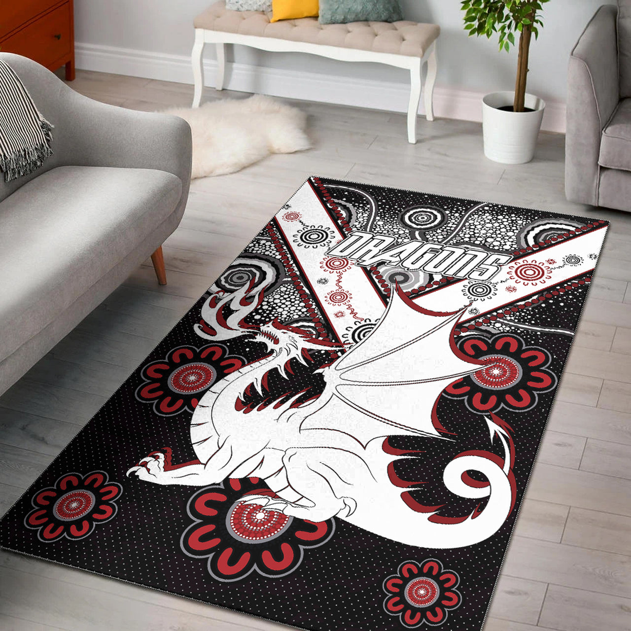 St. George Rugby Area Rug - Custom Aboriginal Dragons Area Rug RLT13 - Vibe Hoodie Shop