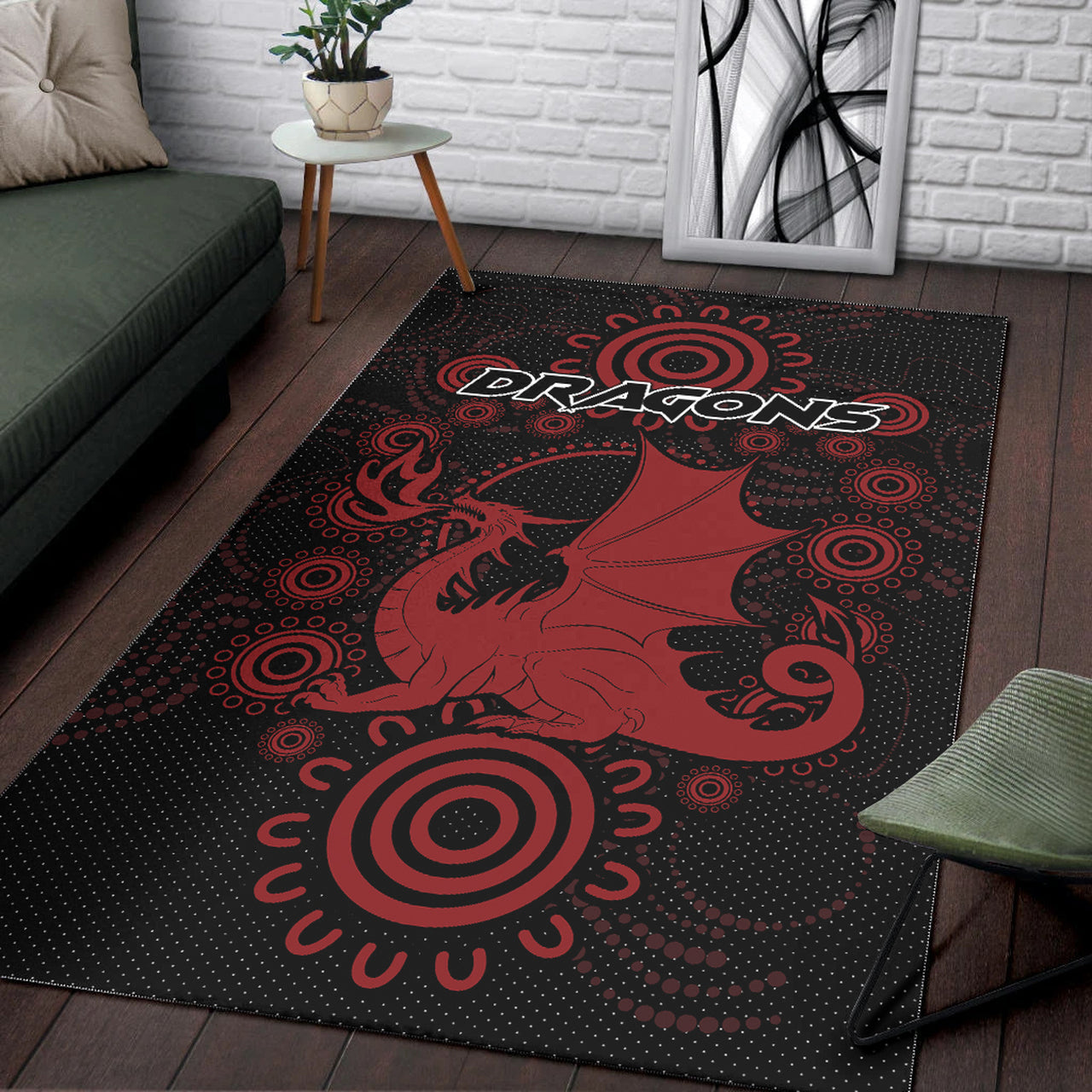 St. George Rugby Area Rug - Custom Indigenous Dragons Area Rug RLT13 - Vibe Hoodie Shop