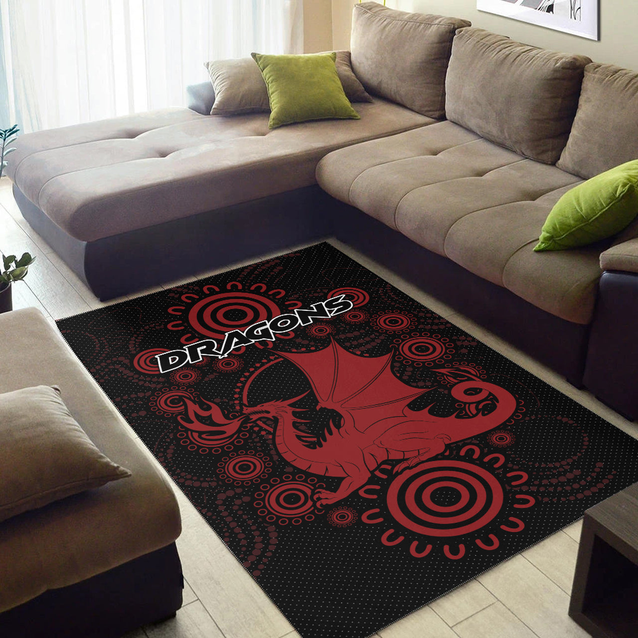 St. George Rugby Area Rug - Custom Indigenous Dragons Area Rug RLT13 - Vibe Hoodie Shop