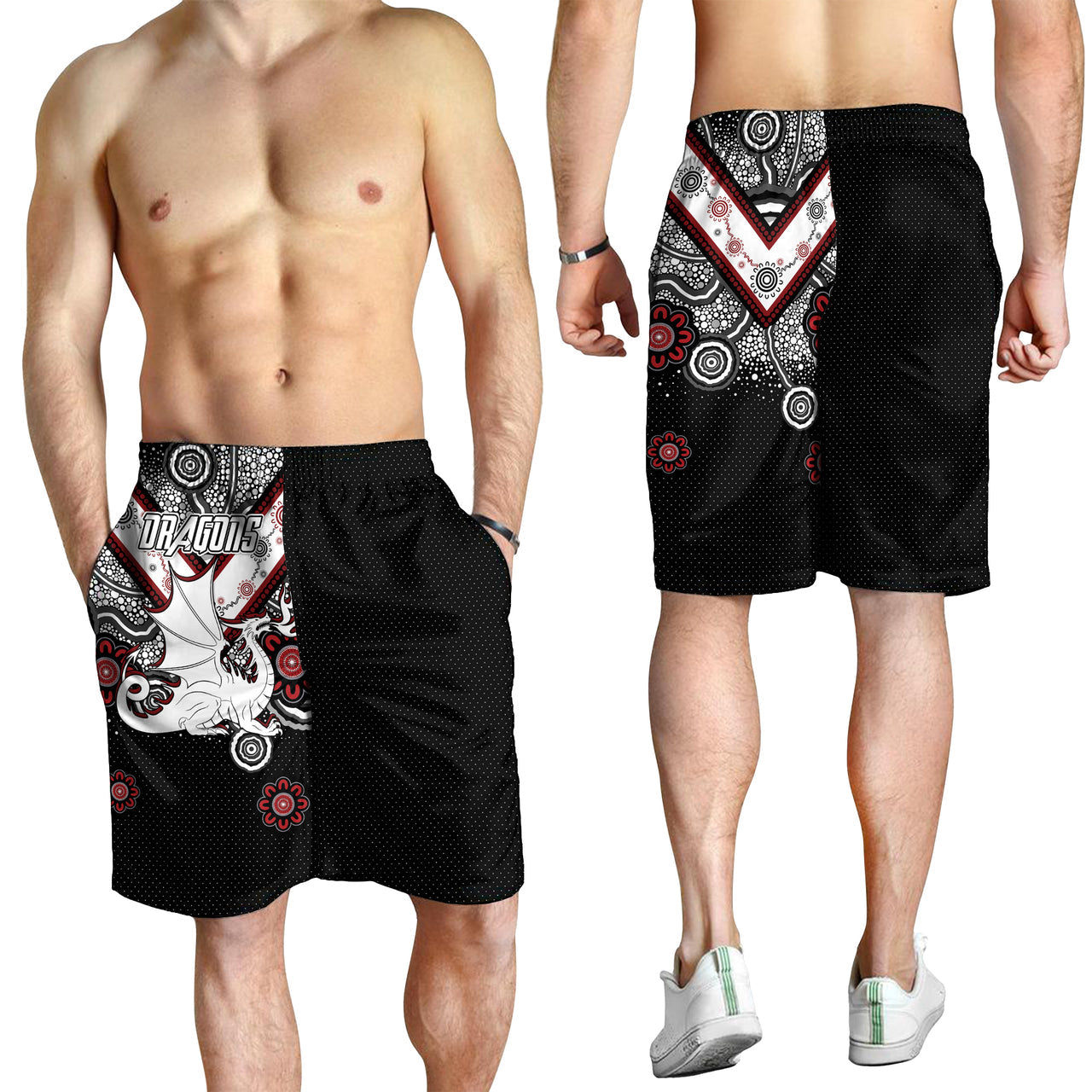 St. George Rugby Men Shorts - Custom Aboriginal Dragons Men Shorts RLT13 - Vibe Hoodie Shop