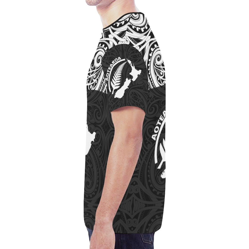 New Zealand Rugby Shirt, Aotearoa And Silver Fern All Over Print T shirts - Vibe Hoodie Shop