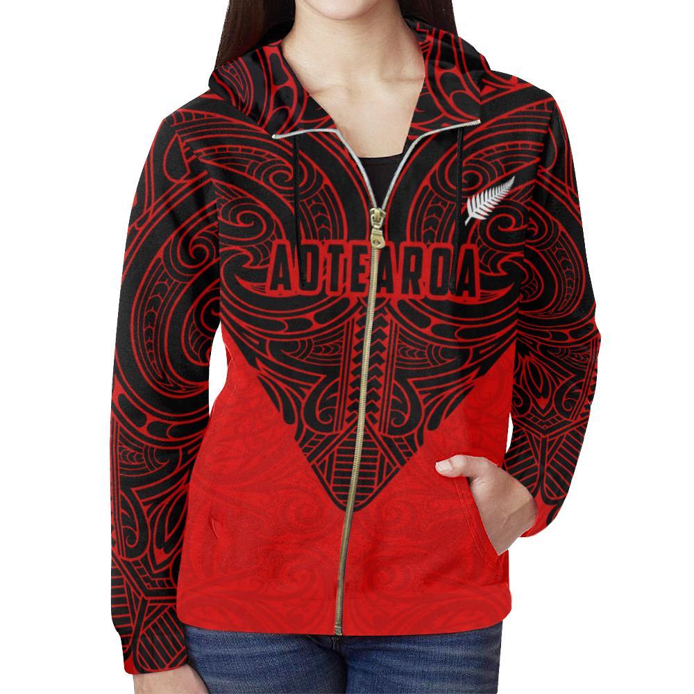 New Zealand Hoodie Maori Tattoo Zip - Up - Vibe Hoodie Shop