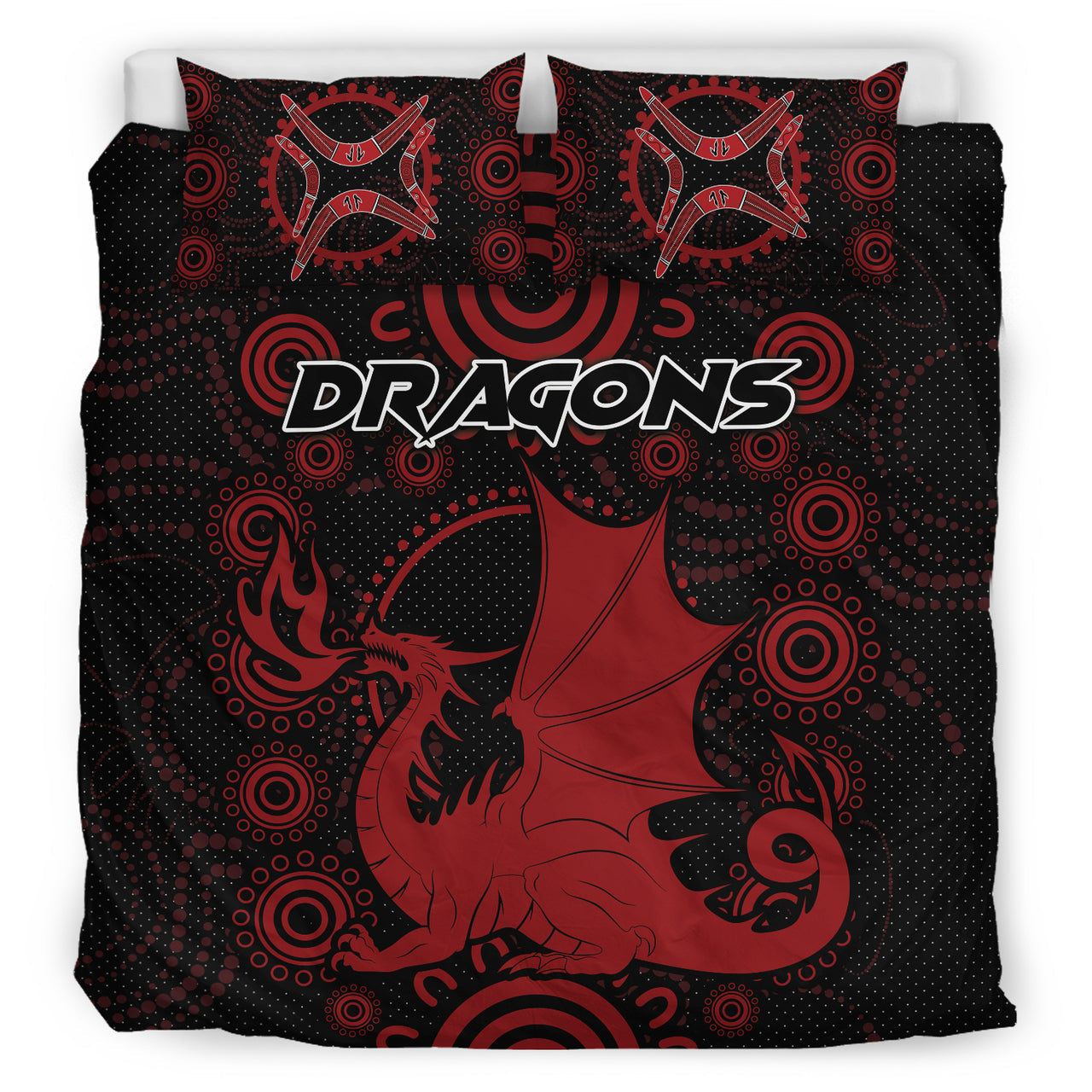 St. George Rugby Bedding Set - Custom Indigenous Dragons Bedding Set RLT13 - Vibe Hoodie Shop