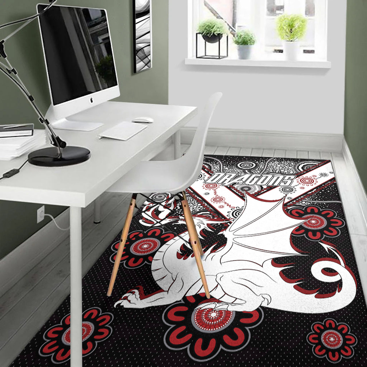 St. George Rugby Area Rug - Custom Aboriginal Dragons Area Rug RLT13 - Vibe Hoodie Shop