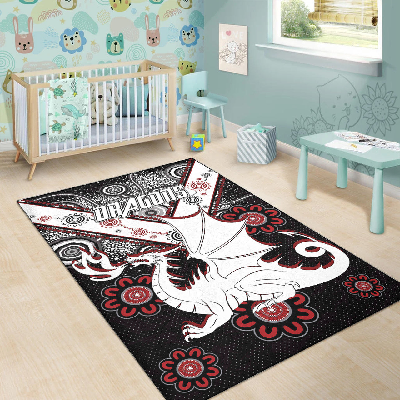 St. George Rugby Area Rug - Custom Aboriginal Dragons Area Rug RLT13 - Vibe Hoodie Shop