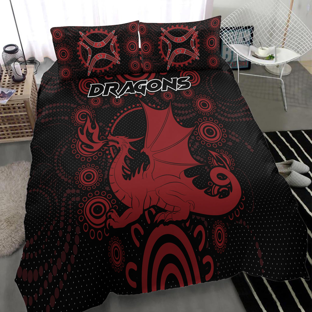 St. George Rugby Bedding Set - Custom Indigenous Dragons Bedding Set RLT13 - Vibe Hoodie Shop
