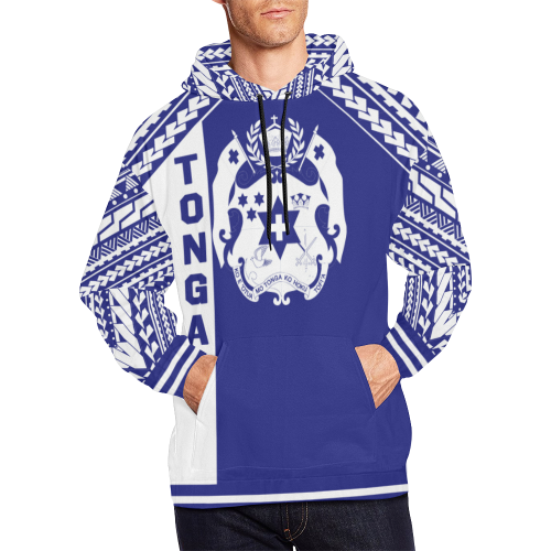 Coat Of Arms Tonga All Over Hoodie Blue - Vibe Hoodie Shop