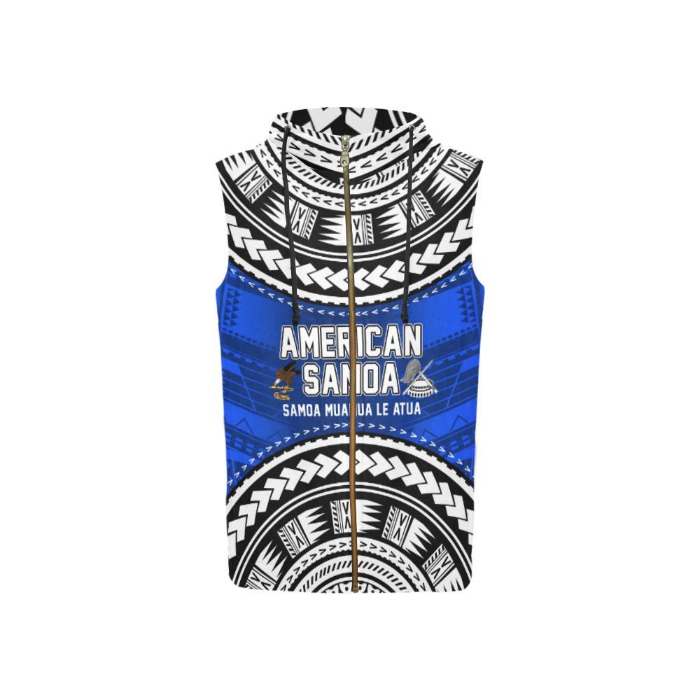 American Samoa Zip Sleeveless Hoodie - Samoa Muamua Le Atua - Vibe Hoodie Shop