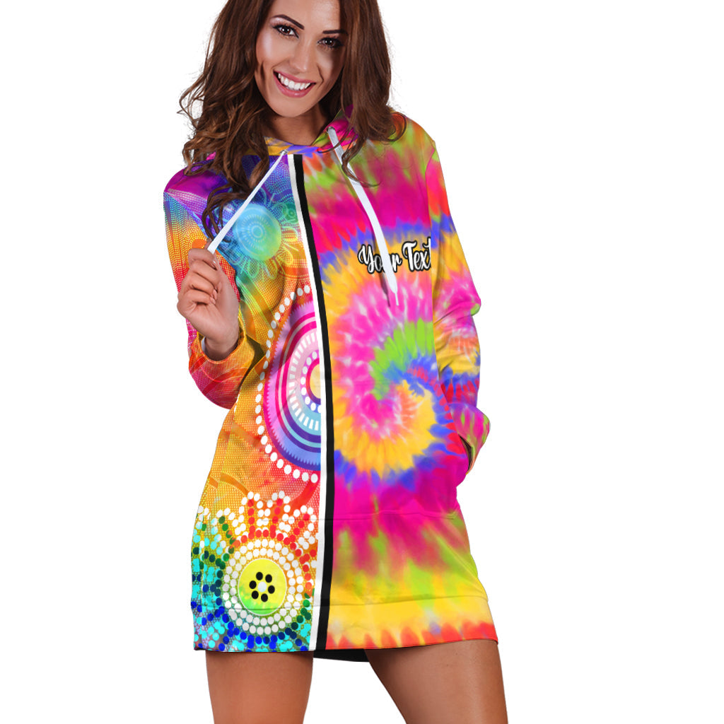 (Custom Personalised) Australia Aboriginal Hoodie Dress Colorful Tie Dye - Vibe Hoodie Shop