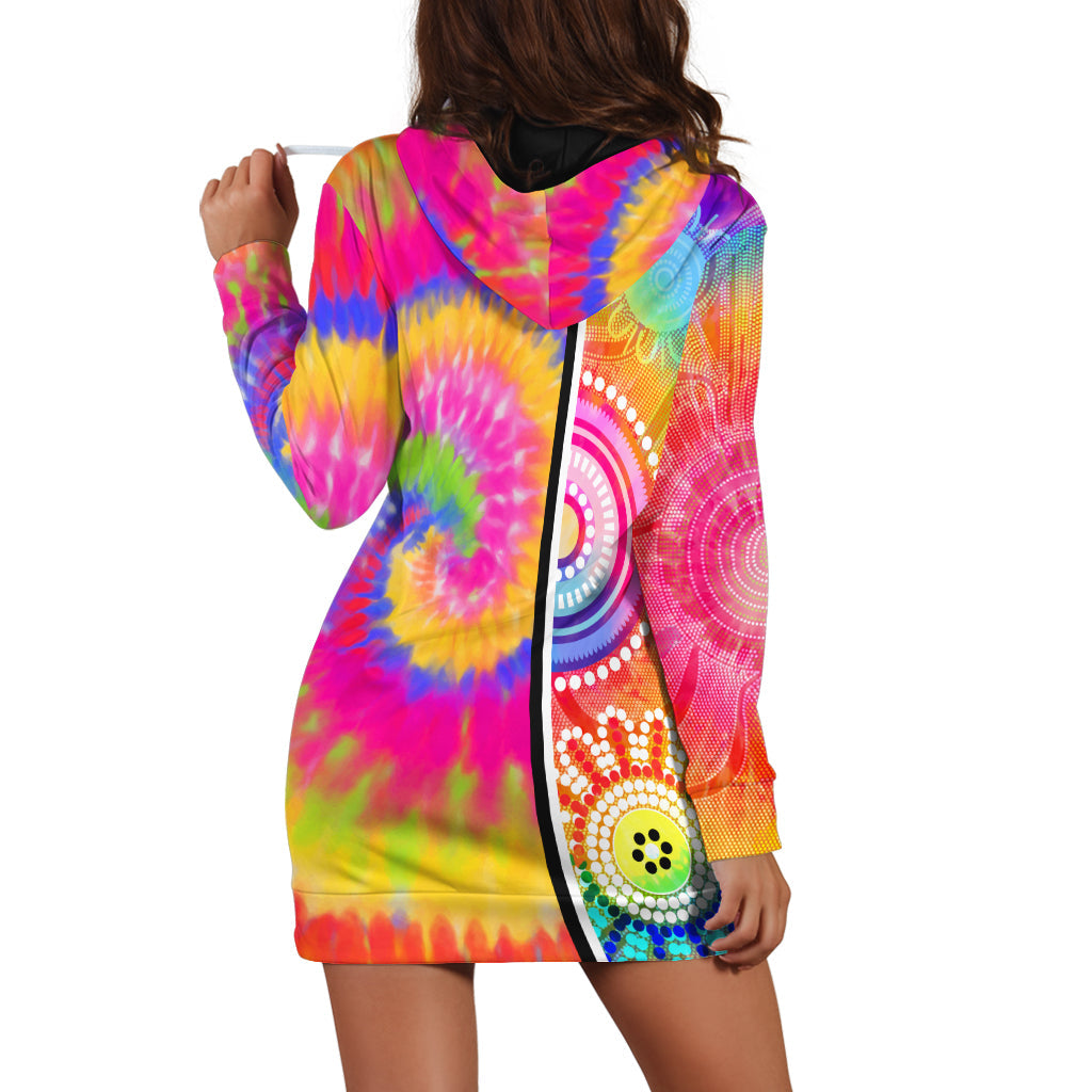 (Custom Personalised) Australia Aboriginal Hoodie Dress Colorful Tie Dye - Vibe Hoodie Shop