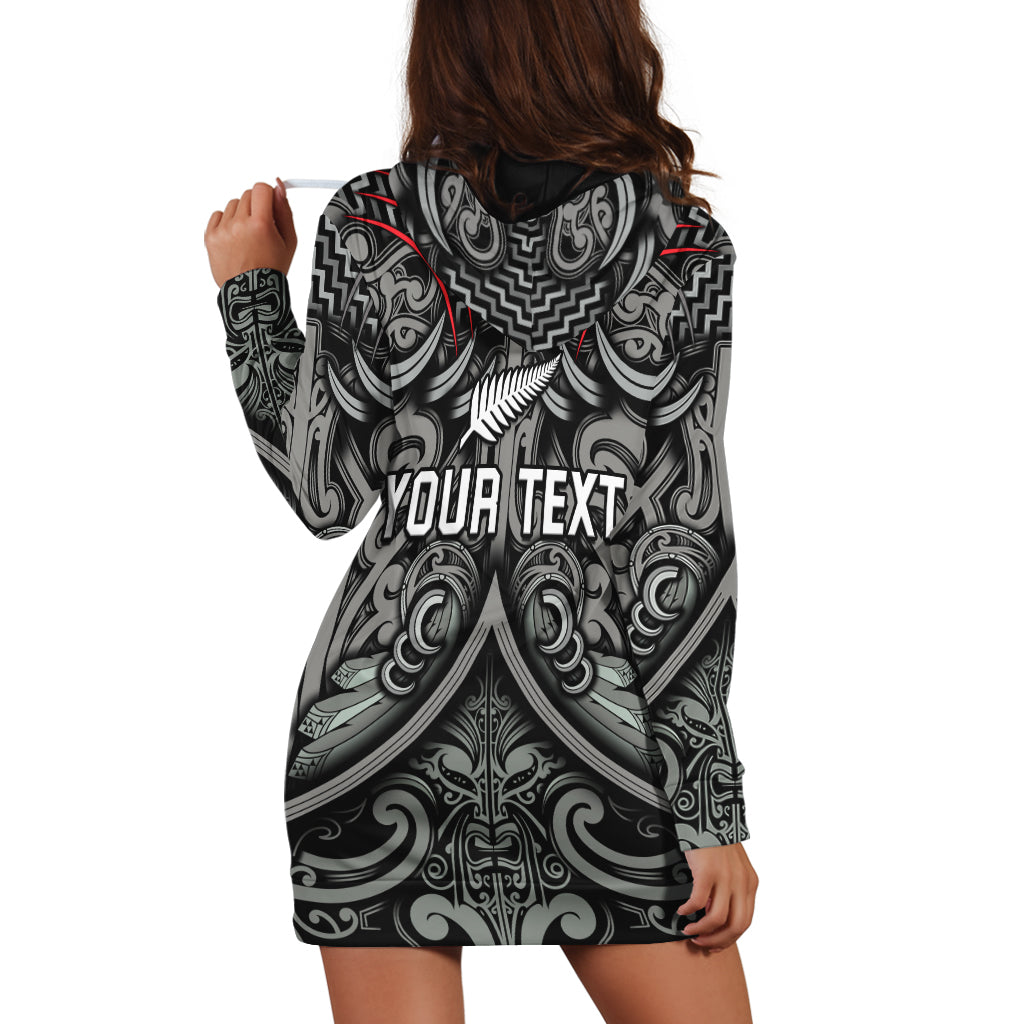 (Custom Personalised) New Zealand Silver Fern Rugby Hoodie Dress All Black NZ Maori Pattern - Vibe Hoodie Shop