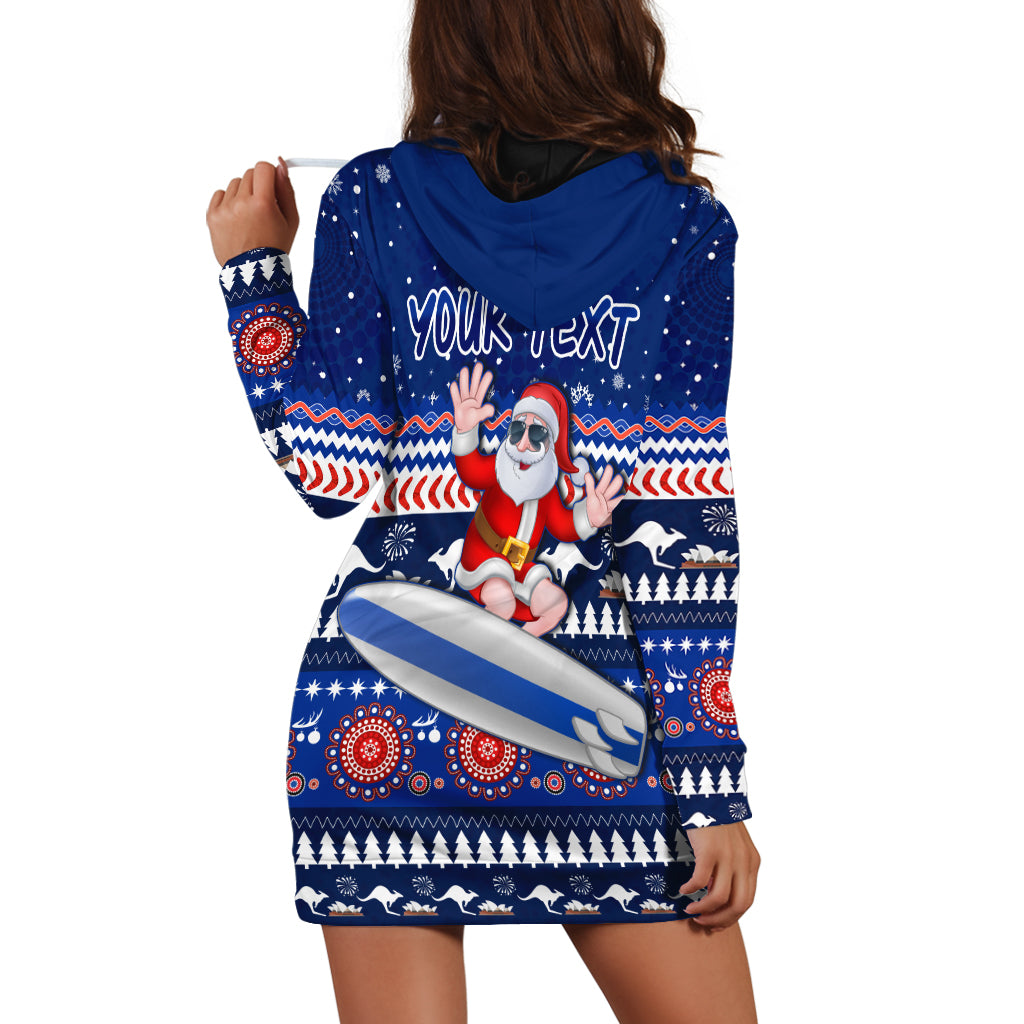 (Custom Personalised) Australia Christmas Hoodie Dress Aussie Aboriginal Santa Claus is Surfing with Kangaroo - Vibe Hoodie Shop