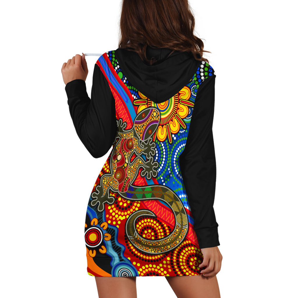 Australia Lizard and Sun Hoodie Dress Aboriginal Art Speical - Vibe Hoodie Shop