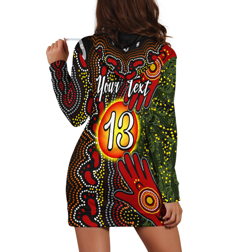 (Custom Text and Number) Aboriginal Dot Painting Hoodie Dress Go To Touch The Sun - Vibe Hoodie Shop