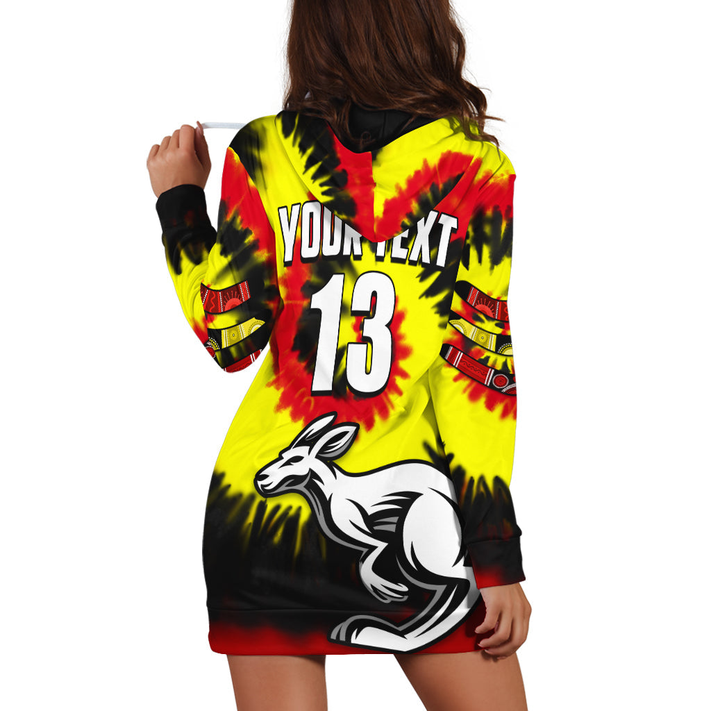 (Custom Text and Number) Australia Aboriginal Hoodie Dress Colorful Tie Dye - Vibe Hoodie Shop