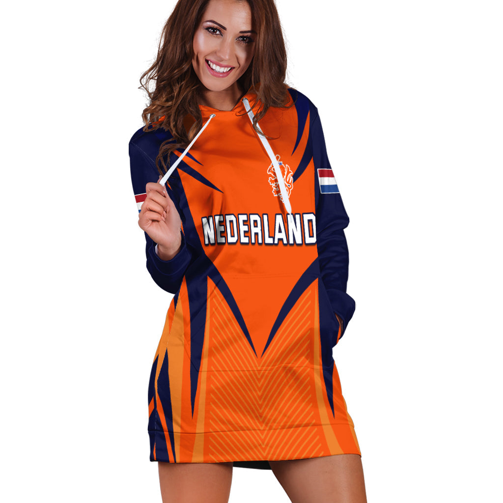 (Custom Personalised) Netherlands Cricket Hoodie Dress T20 World Cup Nederland Lion - Vibe Hoodie Shop