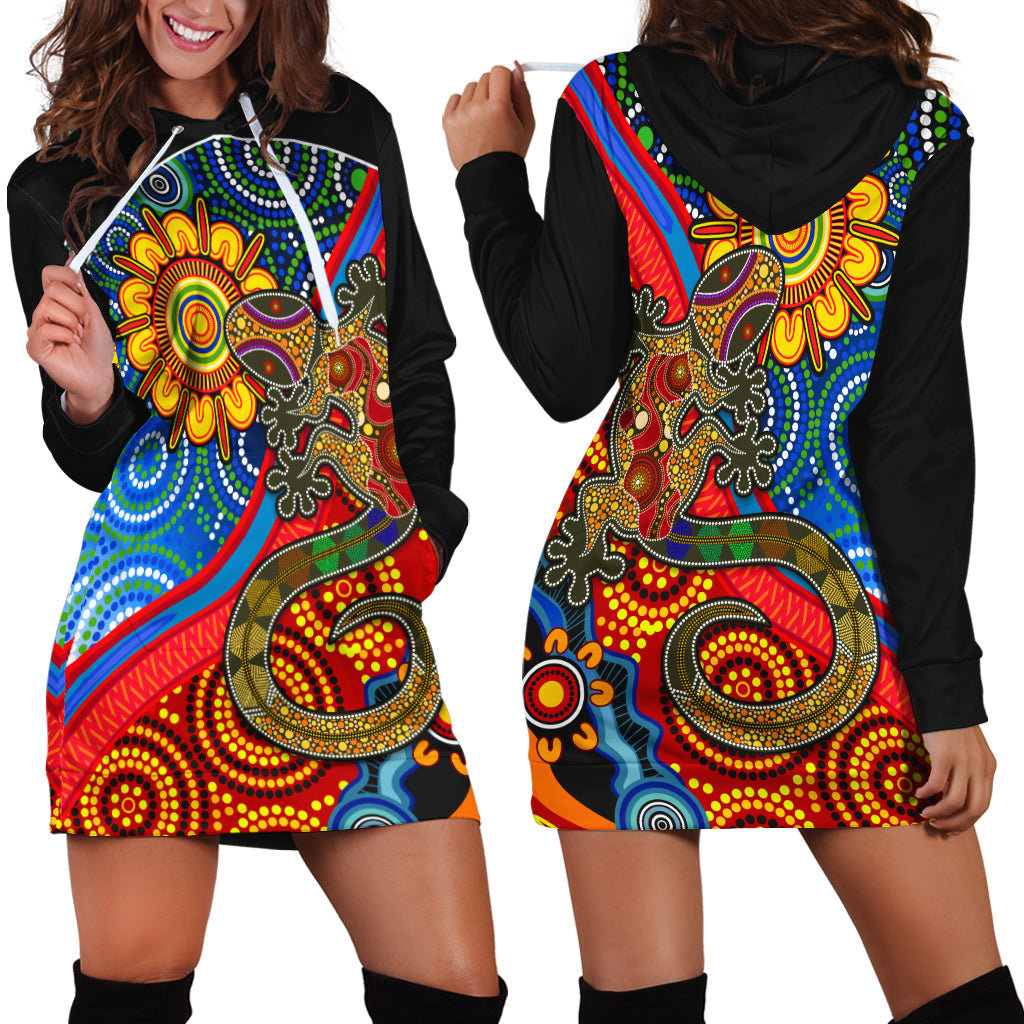 Australia Lizard and Sun Hoodie Dress Aboriginal Art Speical - Vibe Hoodie Shop