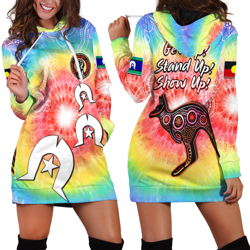 Australia NAIDOC Week Hoodie Dress Aboriginal Kangaroo Style Tie Dye - Vibe Hoodie Shop