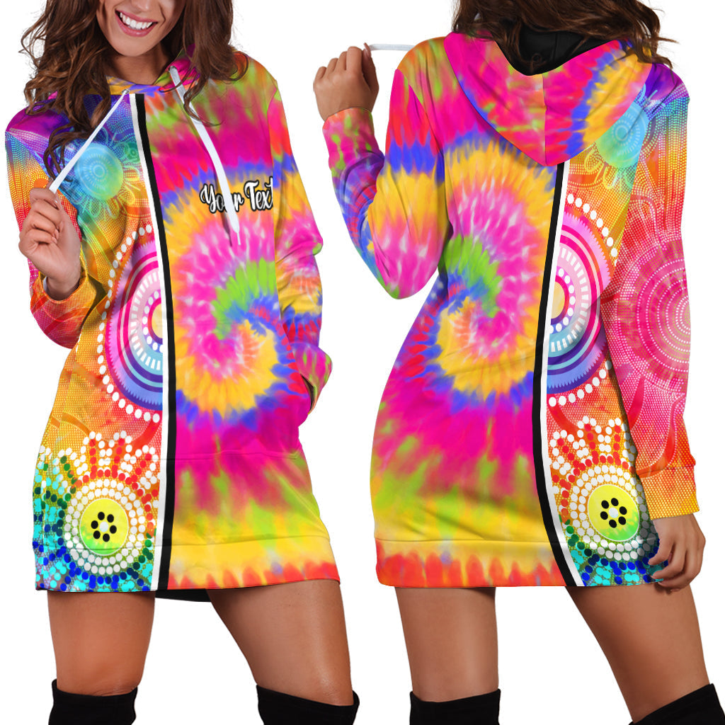 (Custom Personalised) Australia Aboriginal Hoodie Dress Colorful Tie Dye - Vibe Hoodie Shop