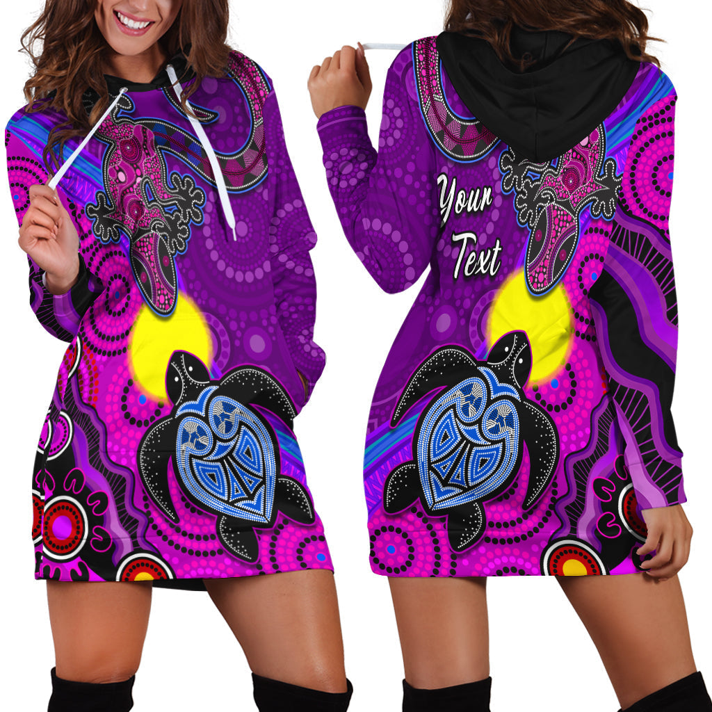 (Custom Personalised) Australia Lizard and Turtle Hoodie Dress Aboriginal Art Beautiful Life - Vibe Hoodie Shop