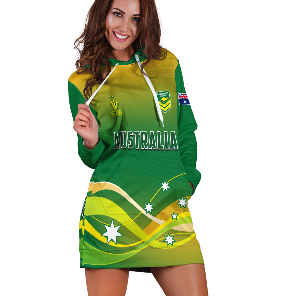 (Custom Text and Number) Australia Rugby Hoodie Dress Champions RLWC Kangaroos World Cup Rugby - Vibe Hoodie Shop