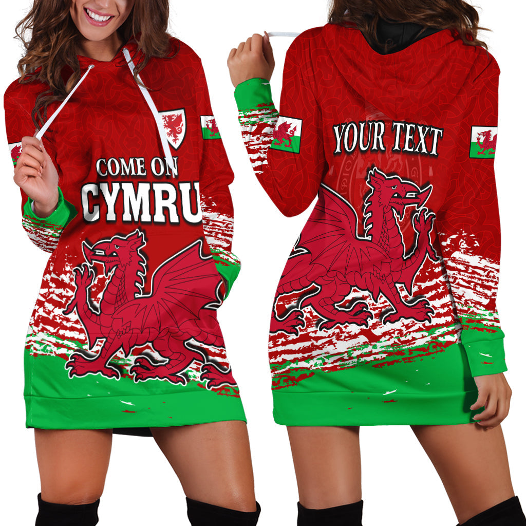 (Custom Personalised) Wales Football 2022 Hoodie Dress Come On CYMRU The Red Wall - Vibe Hoodie Shop