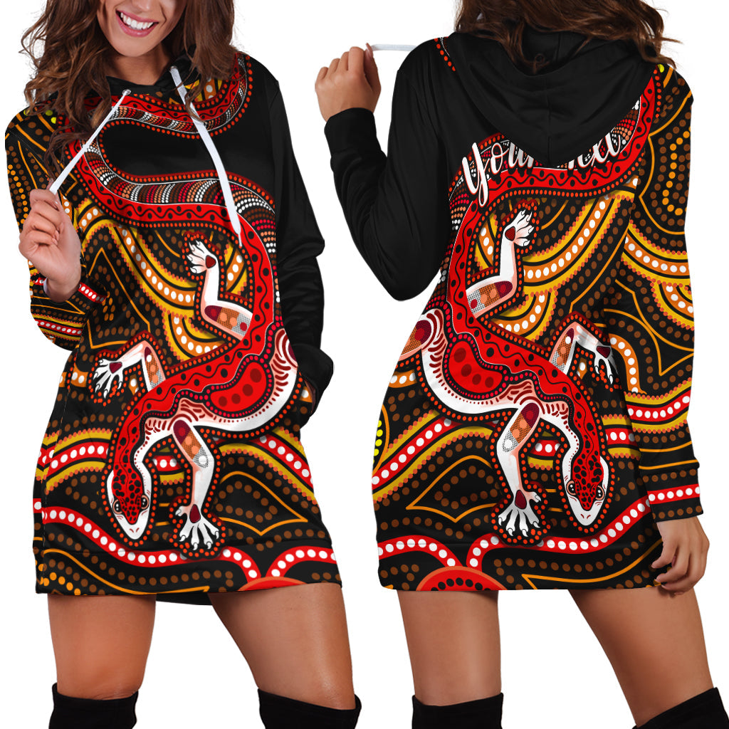 (Custom Personalised) Aboriginal Art Lizard Hoodie Dress You Are Number One - Vibe Hoodie Shop