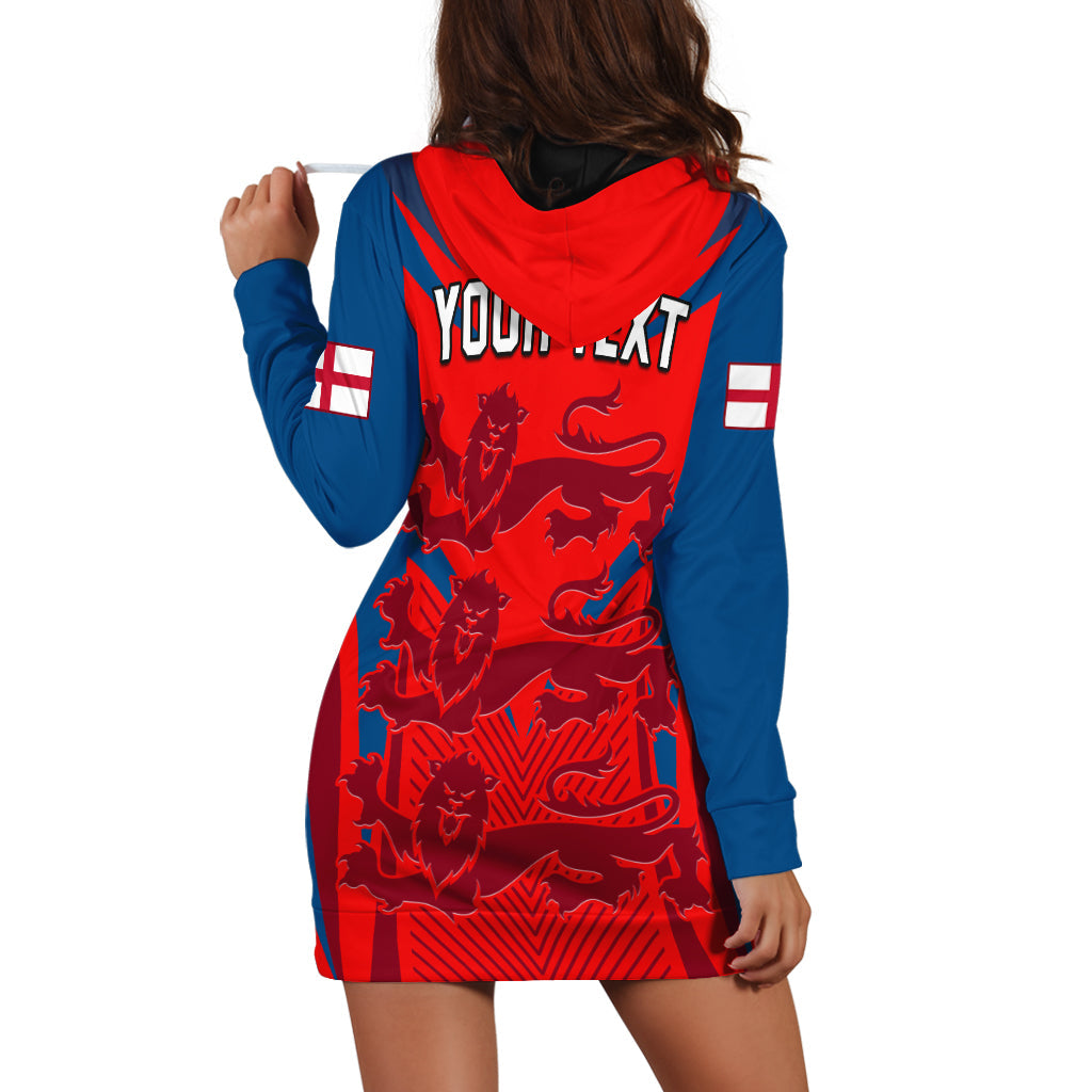 (Custom Personalised) England Cricket Hoodie Dress T20 World Cup Three Red Lions - Vibe Hoodie Shop