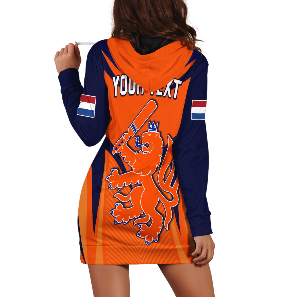 (Custom Personalised) Netherlands Cricket Hoodie Dress T20 World Cup Nederland Lion - Vibe Hoodie Shop