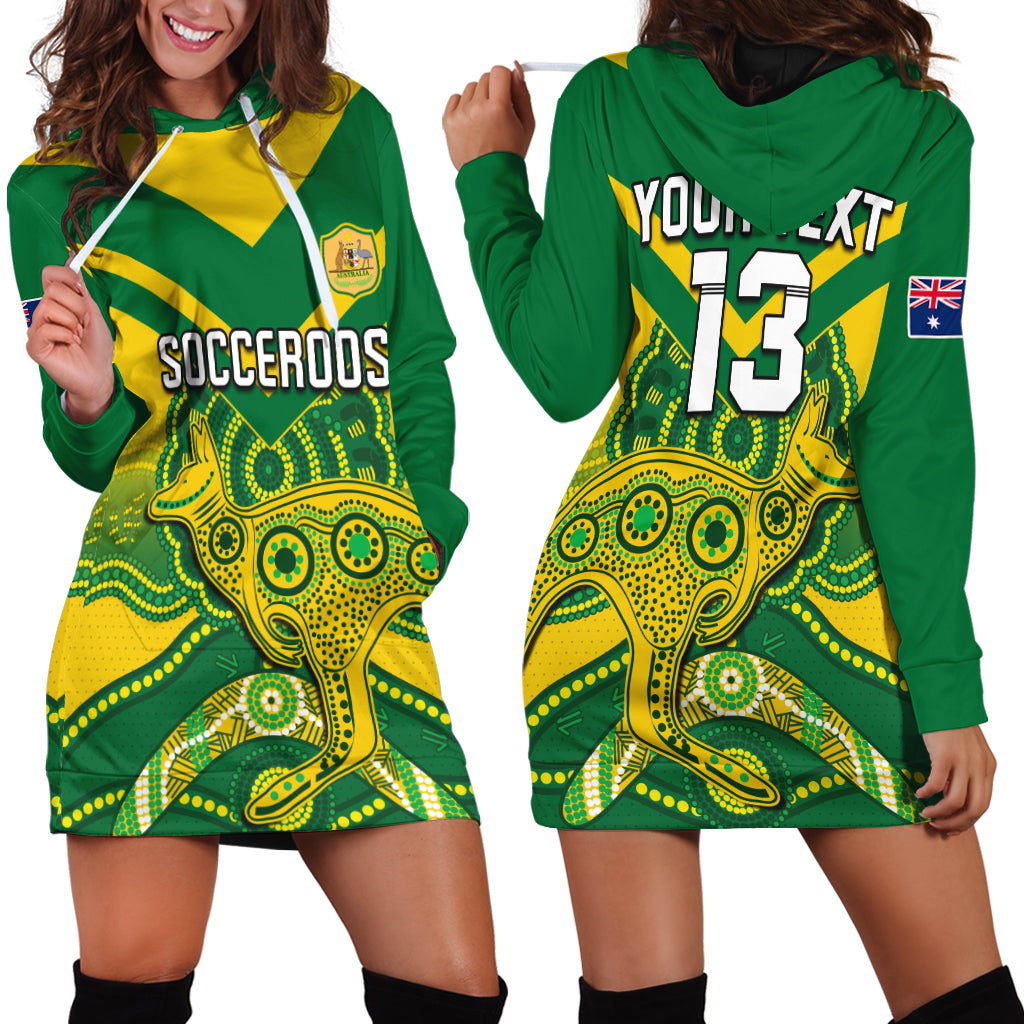 (Custom Text and Number) Australia Soccer Hoodie Dress Champions Aboriginal Kangaroos World Cup Football Socceroos - Vibe Hoodie Shop