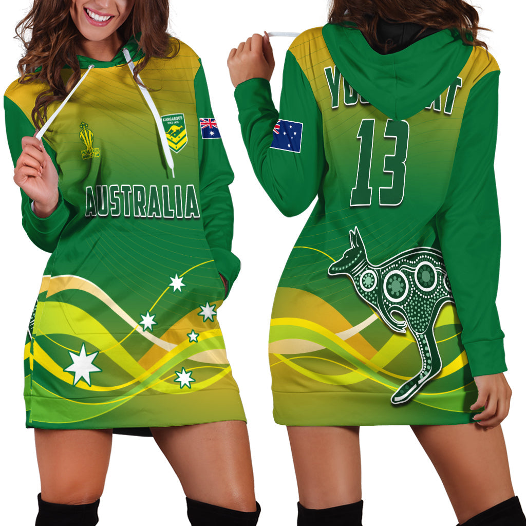 (Custom Text and Number) Australia Rugby Hoodie Dress Champions RLWC Kangaroos World Cup Rugby - Vibe Hoodie Shop