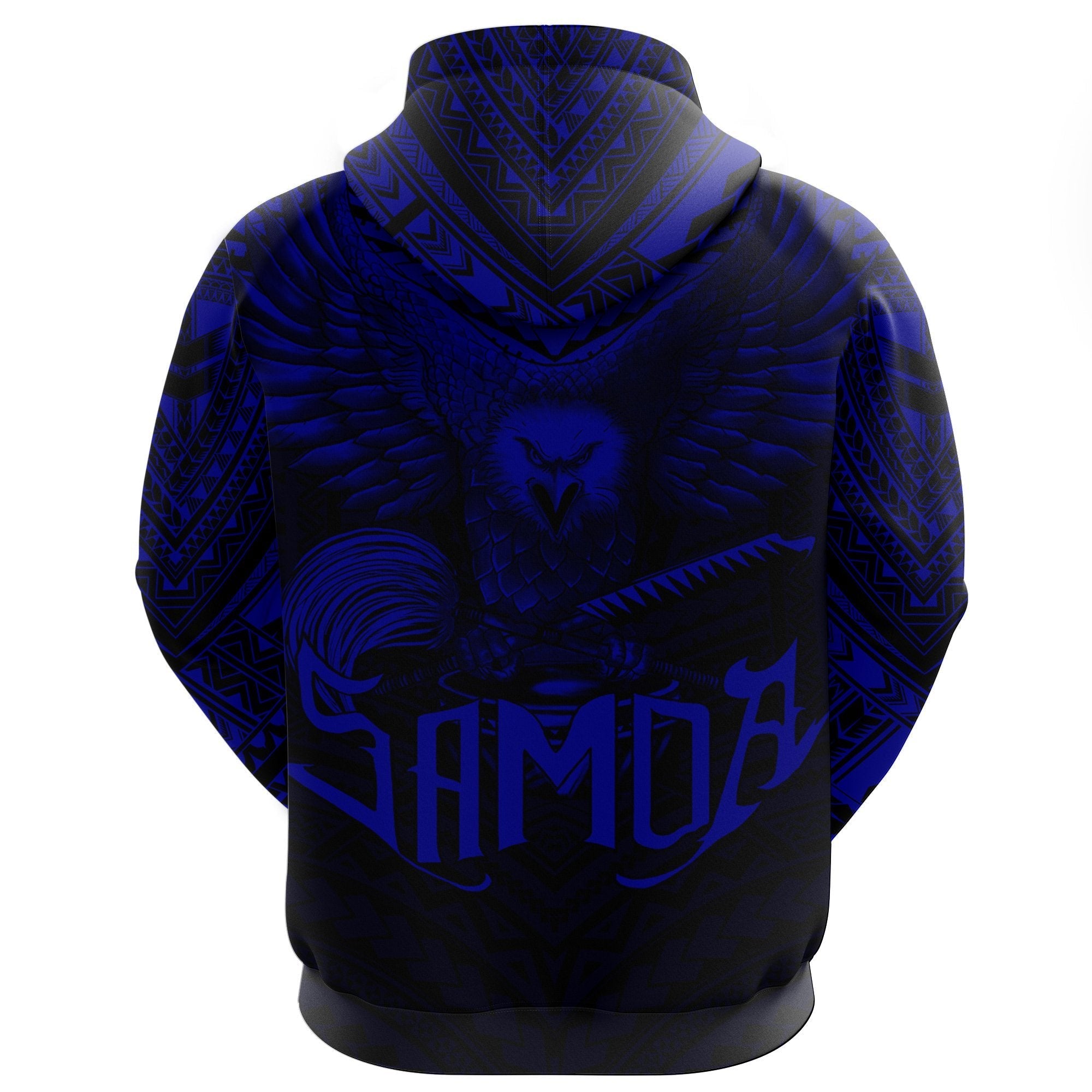 American Samoa Zip Hoodie Eagle Tattoo Style Dark Blue - Vibe Hoodie Shop