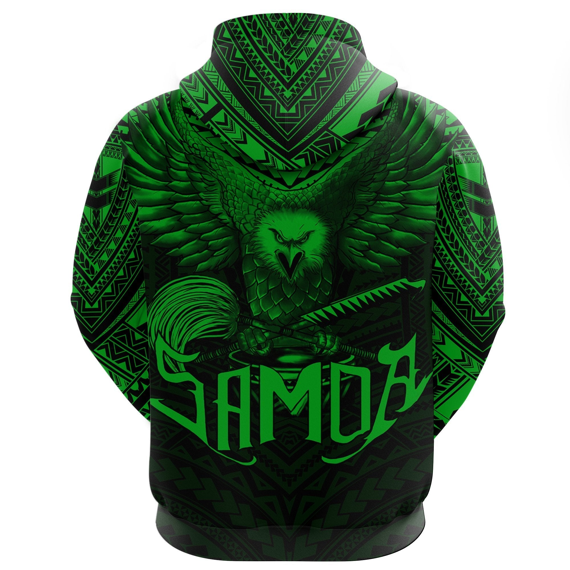 American Samoa Zip Hoodie Eagle Tattoo Style Dark Green - Vibe Hoodie Shop