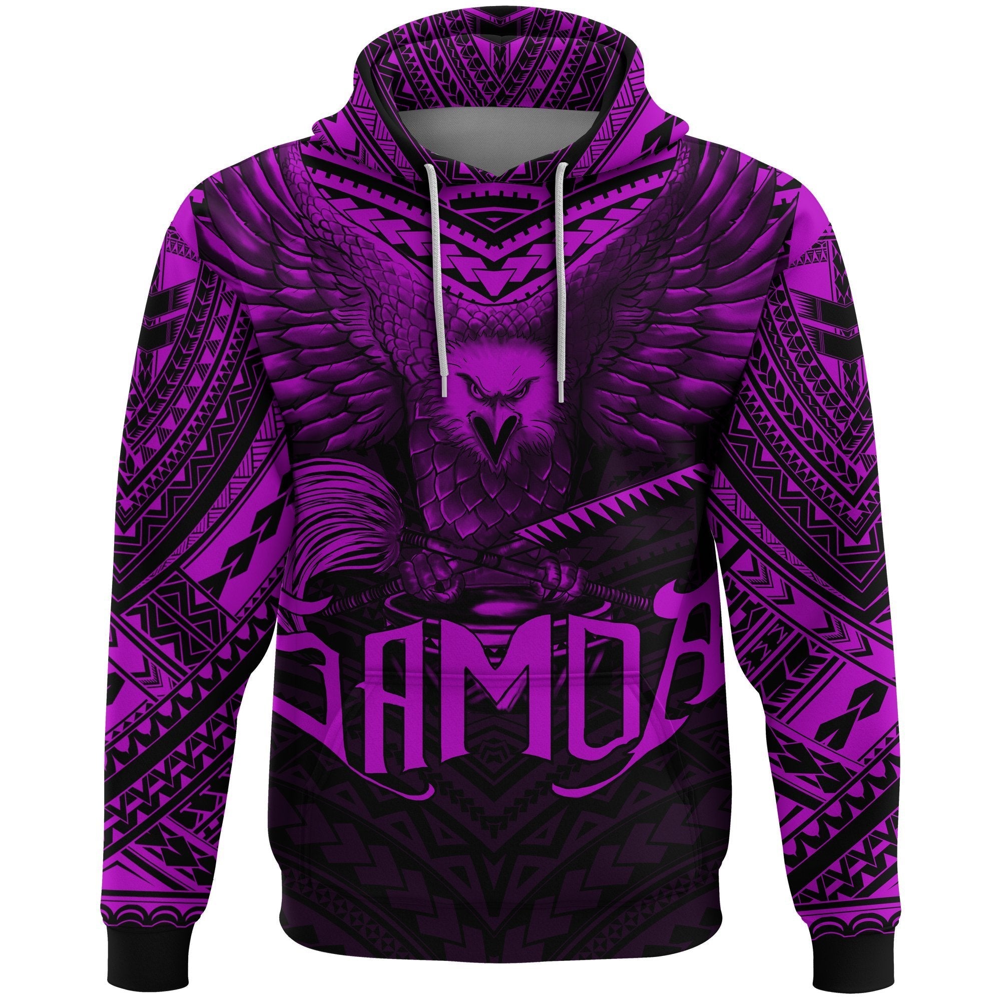 American Samoa Hoodie Eagle Tattoo Style Dark Pink - Vibe Hoodie Shop