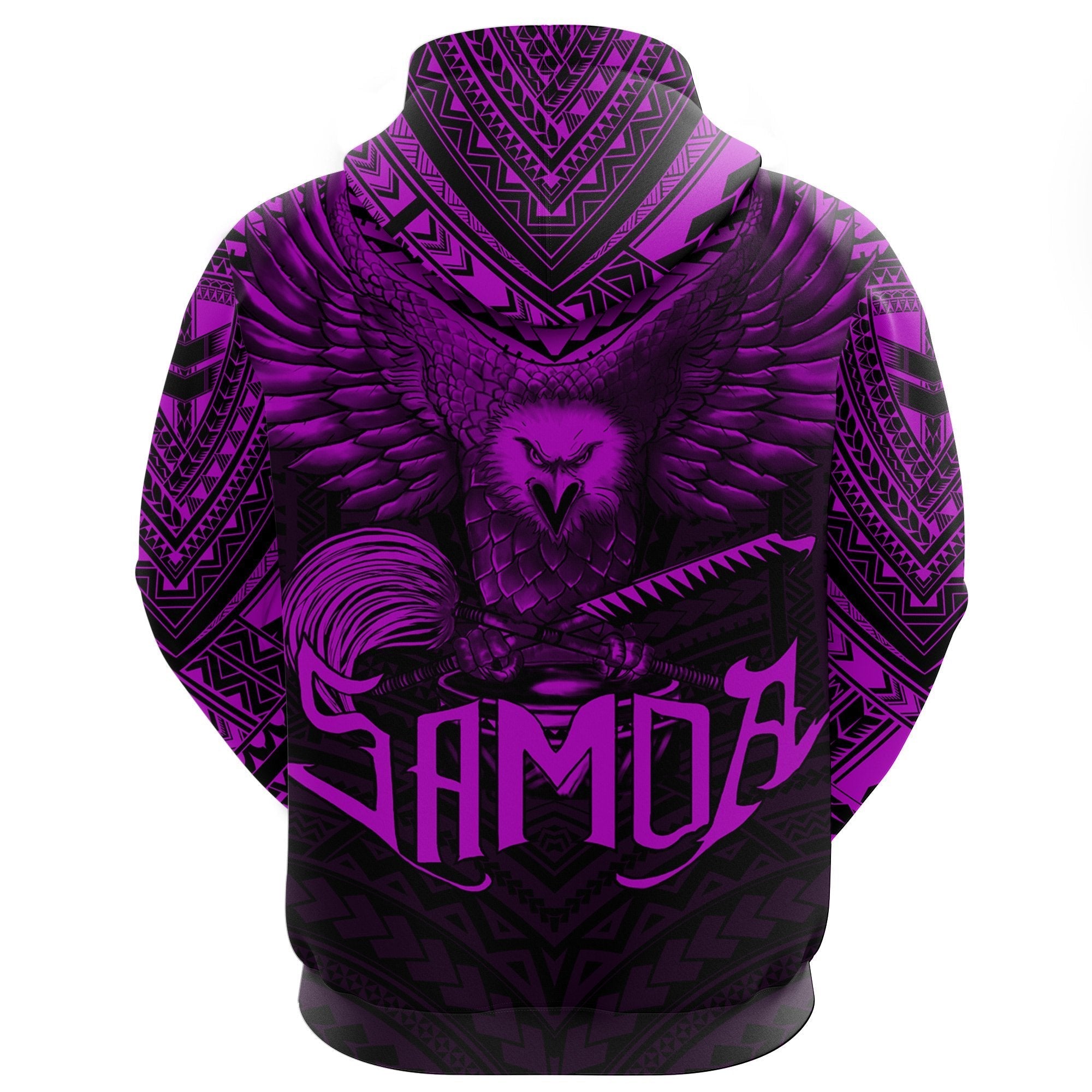 American Samoa Zip Hoodie Eagle Tattoo Style Dark Pink - Vibe Hoodie Shop