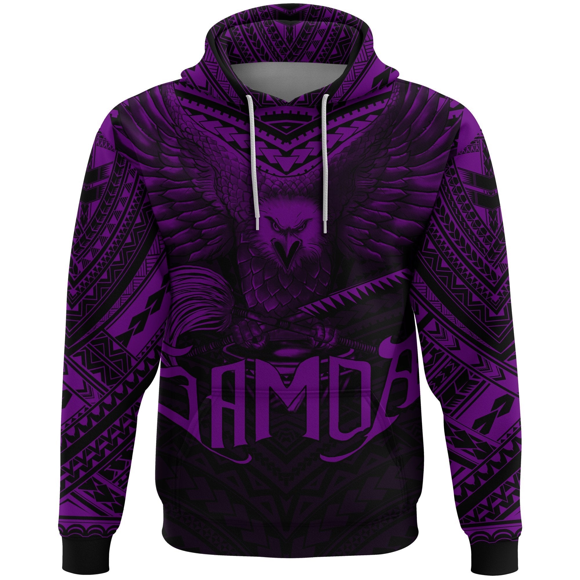 American Samoa Hoodie Eagle Tattoo Style Dark Purple - Vibe Hoodie Shop