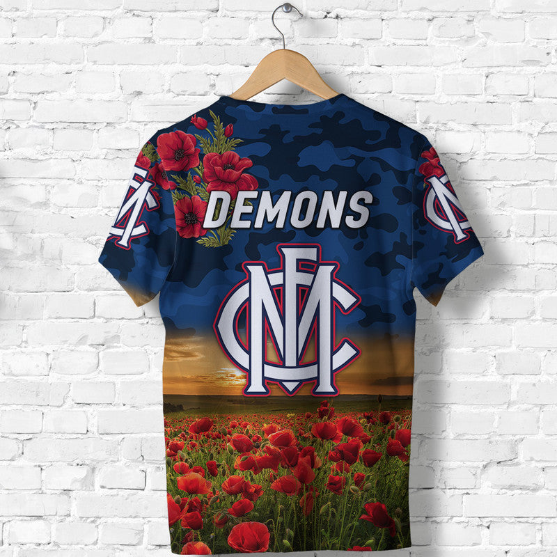 Melbourne Demons ANZAC T shirt Poppy Vibes - Vibe Hoodie Shop