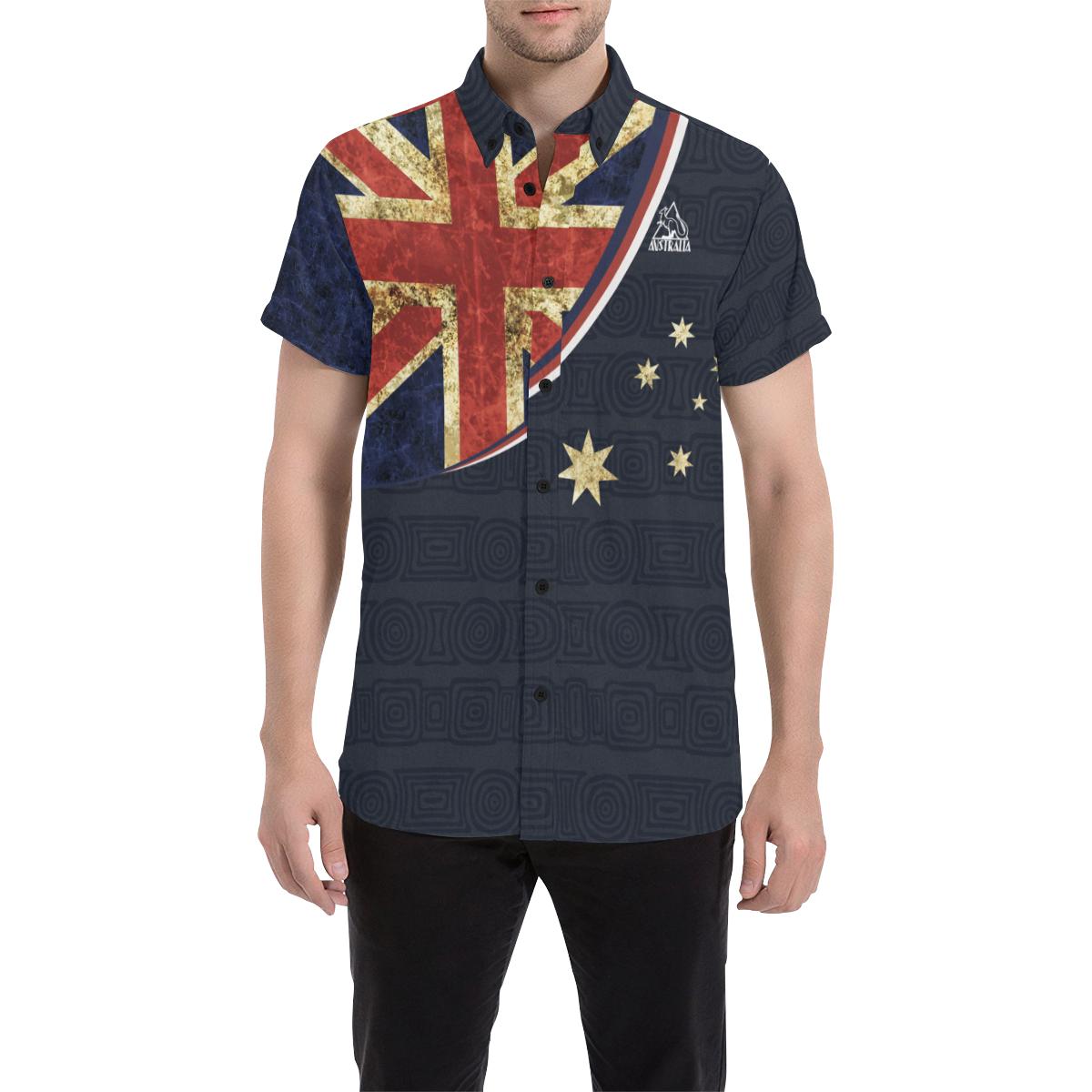 Short Sleeve Shirt - Australia Vintage Flag AUSH1 - Vibe Hoodie Shop