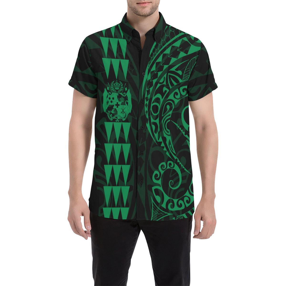 Tonga Polynesian Short Sleeve Shirt Green - Vibe Hoodie Shop